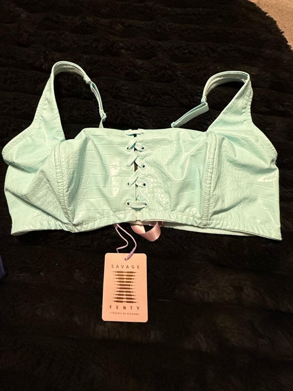 Savage X Fenty Mint Lace-Up Crop Bralette